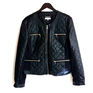 Calvin Klein black moto jacket with gold zippers